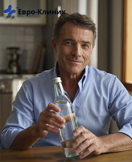 мужчина держит бутылку газировки